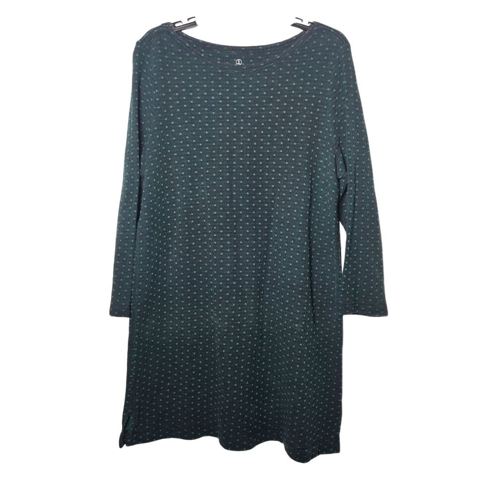 Lands' End Womens Green Polka Dot Long Sleeve Mini Dress‎ Size L/T Large Tall